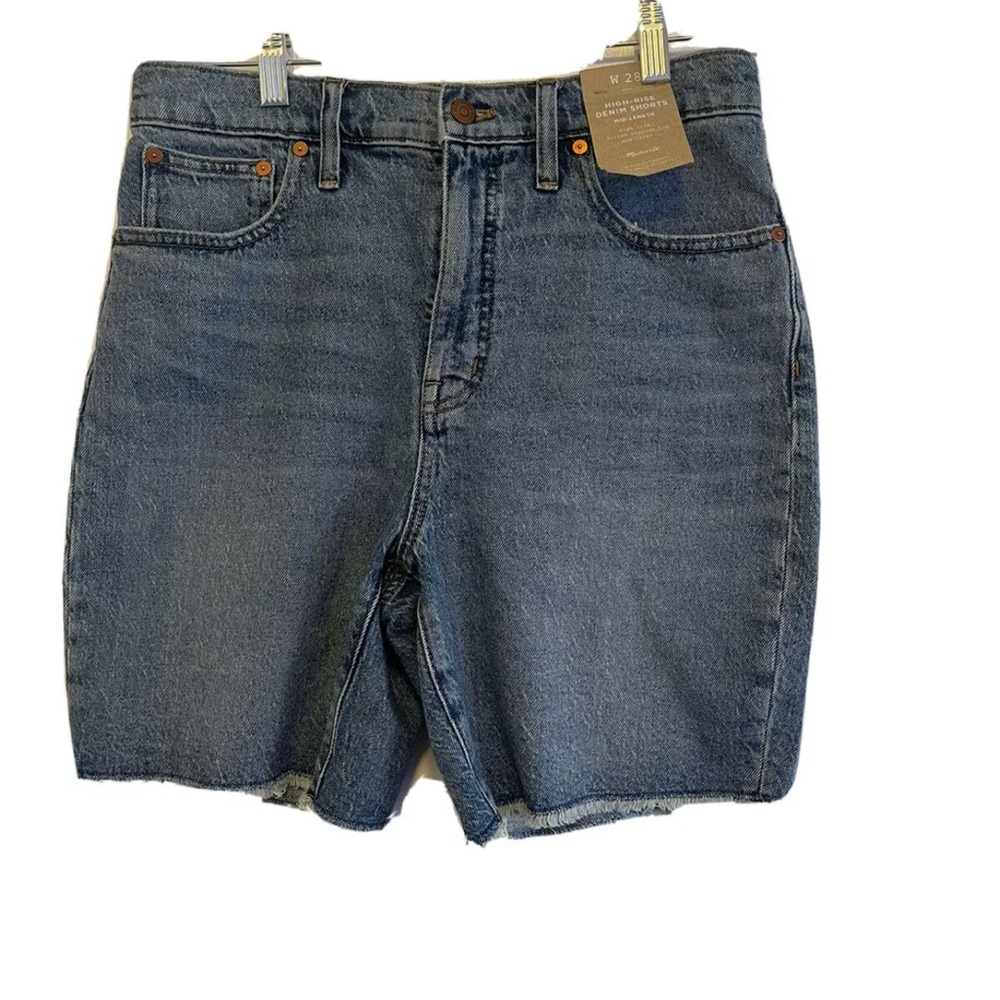 Madewell Denim Shorts Women's Size 28 High Rise Mid Length Cut Off NWT
